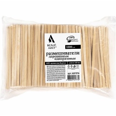 Изображение товара Размешиватель одноразовый деревянный 140 мм, КОМПЛЕКТ 1000 шт., БЕЛЫЙ АИСТ, 607576, 70