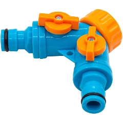 Изображение товара Разветвитель 2-х канальный регулируемый, штуцерный, пластиковый, для шланга 3/4" Yard 64-2-015