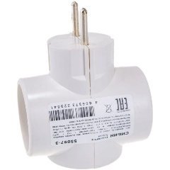 Изображение товара Разветвитель СИБИН электрический, 3 гнезда, 6А/220В 55097-3