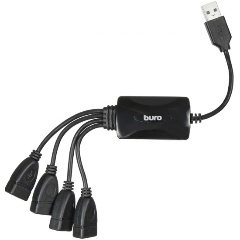 Изображение товара Разветвитель USB Buro BU-HUB4-0.3-U2.0-Splitter 4порт. черный