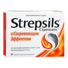 Изображение товара Стрепсилс №24 таблетки для рассасывания с согревающим эффектом для взрослых и детей