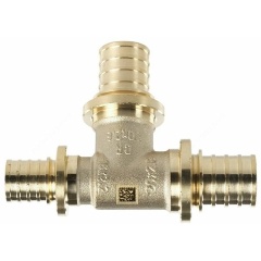 Изображение товара Тройник Rehau RAUTITAN 25, 25, 20, с уменьшенным торцевым проходом, DZR латунь (MX)