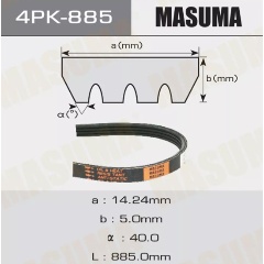 Изображение товара Ремень поликлиновый MASUMA 4PK-885 для различных автомобилей