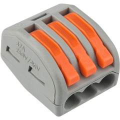 Изображение товара Соединительная многоразовая клемма REXANT 3-проводная, 0.08-4 кв. мм, серая, 10 штук