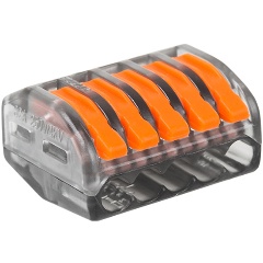 Изображение товара Соединительная многоразовая клемма REXANT 5-проводная, 0.08-4 кв. мм, прозрачная, 5 штук