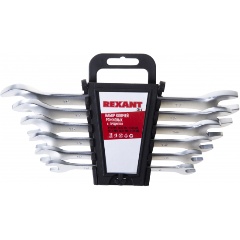 Изображение товара Набор рожковых ключей REXANT 6 ключей (8х10, 10х12, 12х13, 14х15, 13х17, 17х19 мм) CrV зеркальное хромирование