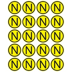 Изображение товара Знак-наклейка Rexant N диаметр 2 см 100 штук для электробезопасности