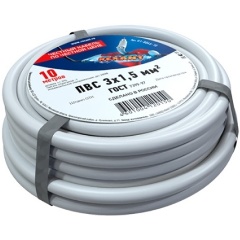 Изображение товара Провод REXANT ПВС 3x1,5 кв. мм, 10 метров, медный, ГОСТ, 01-8046-10