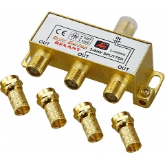 Изображение товара Разветвитель телевизионный REXANT 3 выхода GOLD 5-1000 МГц для эфирных и спутниковых сигналов