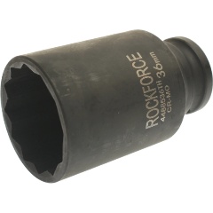Изображение товара Головка торцевая двенадцатигранная ROCK FORCE 36 мм 1/2", ударная, удлиненная, тонкостенная