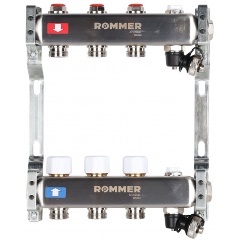Изображение товара Коллектор ROMMER без расходомеров, с клапаном вып. воздуха и сливом 3 вых.