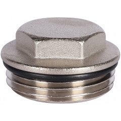 Изображение товара Заглушка концевая ROMMER для коллектора, НР никелированная, с уплотнительным кольцом, 1"