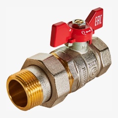 Изображение товара Кран шаровой ROMMER с американкой, ВР/НР, ручка бабочка 1 1/4 (RBV-0005-2510232)