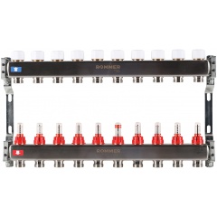 Изображение товара Коллектор ROMMER с расходомерами на 10 выходов из нержавеющей стали