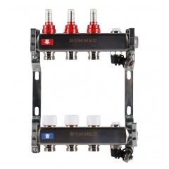 Изображение товара Коллектор ROMMER с расходомерами, с клапаном вып. воздуха и сливом 3 вых.