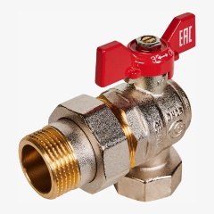 Изображение товара Кран шаровой ROMMER угловой с американкой, ВР/НР, ручка бабочка 1 (RBV-0006-2610225)