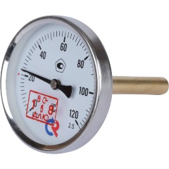 Изображение товара Термометр РОСМА БТ-31.211 биметаллический осевой (0-120 С) G1/2, 63мм, длина штока 64мм, с защитной гильзой, КТ 2,5 (00000002410)