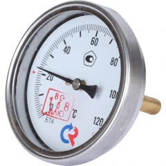 Изображение товара Термометр РОСМА БТ-41.211 биметаллический осевой (0-120 С) G1/2, 80мм, длина штока 46мм, с защитной гильзой, КТ 1,5 (00000002463)