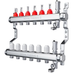 Изображение товара Коллектор Royal Thermo с расходомерами 1" ВР-3/4" НР с автомат. воздухоотвод-ми 2 вых.