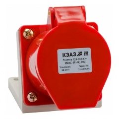 Изображение товара Розетка КЭАЗ 114 16А 380В AC 3P+PE 6ч для монтажа на поверхность IP44, 222754