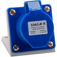 Изображение товара Розетка КЭАЗ 123 32А 220В AC 2P+PE 6ч для монтажа на поверхность IP44, 222747
