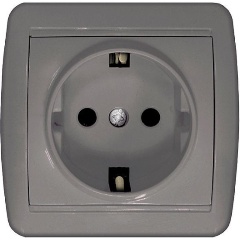 Изображение товара Розетка UNIVersal Клио 16А IP44 с заземлением серый