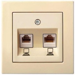 Изображение товара Розетка RJ45 Liregus Epsilon бежевый 2 разъема категория Cat.8