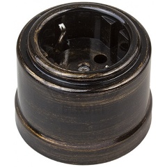 Изображение товара Розетка Bironi 1-м ОП Лизетта 16А IP20 ретро с заземл. ABS-пластик бронза, B1-101-25