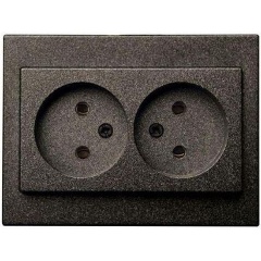 Изображение товара Розетка двойная 2P Liregus Epsilon антрацит 28-1152