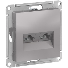 Изображение товара Розетка двойная компьютерная RJ45+RJ45 SCHNEIDER ELECTRIC AtlasDesign, кат.5E, механизм, АЛЮМИНИЙ