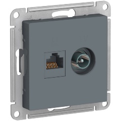 Изображение товара Розетка двойная ТВ + компьютерная RJ45 SCHNEIDER ELECTRIC ATLASDESIGN, кат. 5Е, ГРИФЕЛЬ