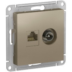 Изображение товара Розетка двойная ТВ + компьютерная RJ45 SCHNEIDER ELECTRIC ATLASDESIGN, кат. 5Е, ШАМПАНЬ