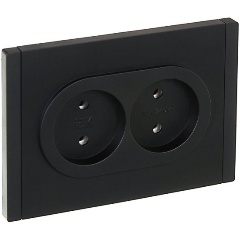 Изображение товара Розетка IEK 2-м СП FORTE&PIANO FP126 10А без заземл. без защ. шторок безвинт. крепл. черн., FP-R20-10-1-K02