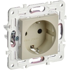 Изображение товара Розетка IEK SKANDY 16А с заземл. защ. шторки SK-R04B беж., SK-R14-16-K10