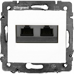 Изображение товара Розетка Legrand Valena 774231 2-м RJ45 + RJ45 CAT.5Е UTP бел.
