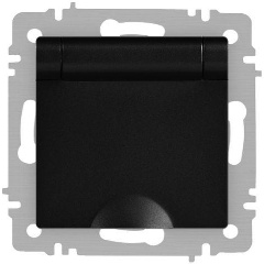 Изображение товара Розетка INTRO Accent 6-203-05 2P+E Schuko с крышкой 16А-250В IP20 СУ антрацит, Б0063747