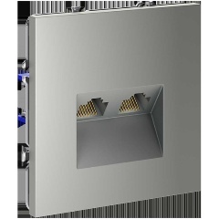 Изображение товара Розетка компьютерная встраиваемая Voltum S70 двойная RJ45+RJ45 кат.6, (сталь) VLS060205