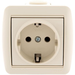 Изображение товара Розетка LEZARD 1-м ОП Nata 16А IP20 с заземл. керамика крем., 710-0300-122