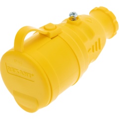 Изображение товара Розетка переносная REXANT влагозащищенная с крышкой 16А IP44 каучук желтая