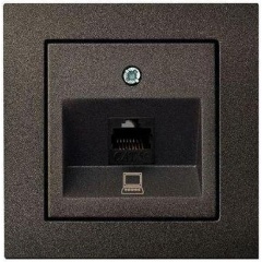 Изображение товара Розетка RJ45 Liregus Epsilon антрацит 28-1155 сетевой разъем для Ethernet