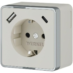 Изображение товара Розетка с заземлением и USB тип A+C Werkel Gallant слоновая кость