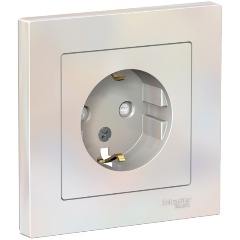Изображение товара Розетка SCHNEIDER ELECTRIC ATLASDESIGN 16А в сборе жемчуг с заземлением защитными шторками