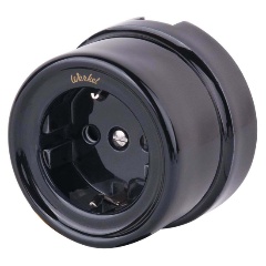 Изображение товара Розетка с заземлением Werkel Ретро черный W5671008 4690389166808