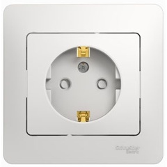 Изображение товара Розетка SCHNEIDER ELECTRIC 1-м СП Glossa 16А защ. шторки с заземл. в сборе бел. GSL000144
