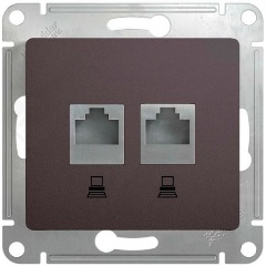 Изображение товара Розетка SCHNEIDER ELECTRIC GLOSSA двойная компьютерная RJ45+RJ45, кат.5E, механизм, ГРАФИТ