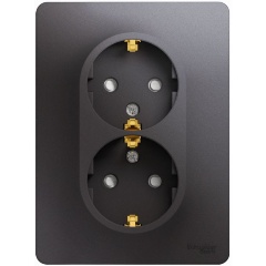 Изображение товара Розетка SCHNEIDER ELECTRIC GLOSSA двойная с заземлением и шторками 16А 250В графит