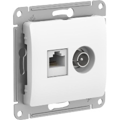 Изображение товара Розетка SCHNEIDER ELECTRIC компьютерная + телевизионная 2-м Glossa RJ45 кат.5E + TV механизм бел., GSL000189