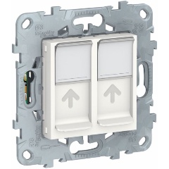 Изображение товара Розетка SCHNEIDER ELECTRIC UNICA NEW компьютерная, RJ45, двойная, кат. 5е UTP, белый