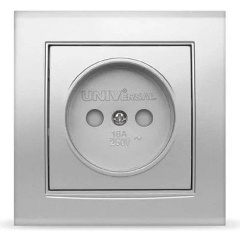 Изображение товара Розетка Universal 1-м СП Бриллиант 16А IP20 без заземл. защ. шторки серебр., 7949841