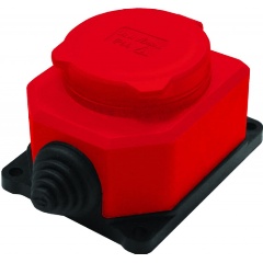 Изображение товара Розетка Universal настенная 1-м 1ф "КОМПАКТ" с загл IP44 16А каучук красный, 3075